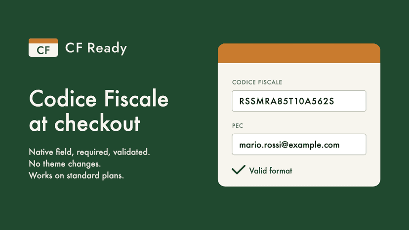 CF Ready - Codice Fiscale (Italian tax code) at checkout