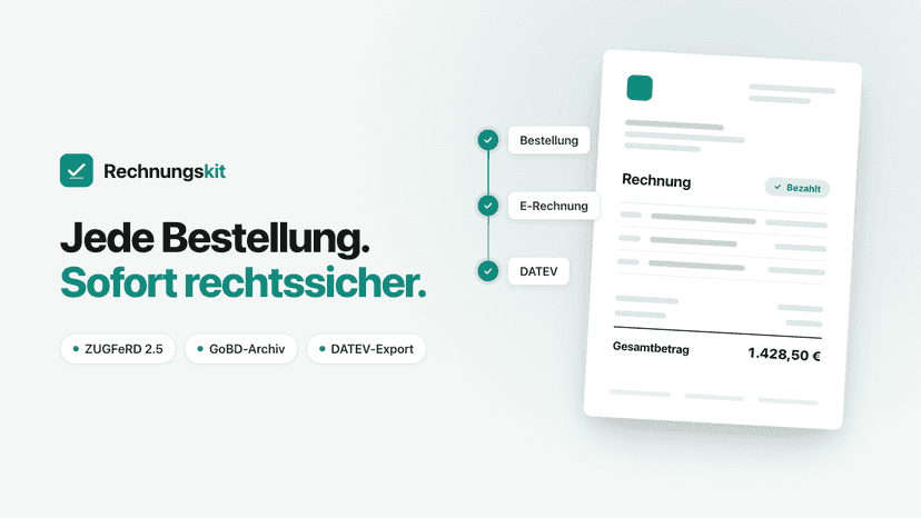 E-Rechnung, GoBD-Archiv und DATEV-Export für deine Bestellungen