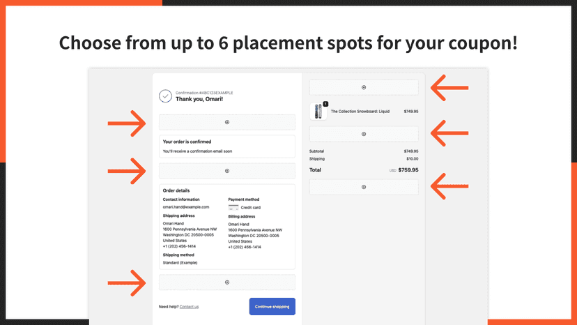 Choose from up to 6 placement spots for your coupon!