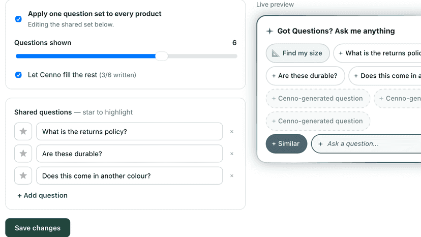 Fully customise questions including AI generated questions