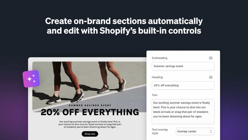 Edit text, colors, and more with Shopify’s built-in controls
