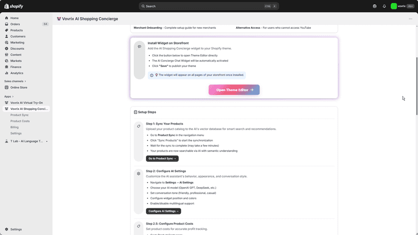Add the AI Shopping Concierge widget to your Shopify theme