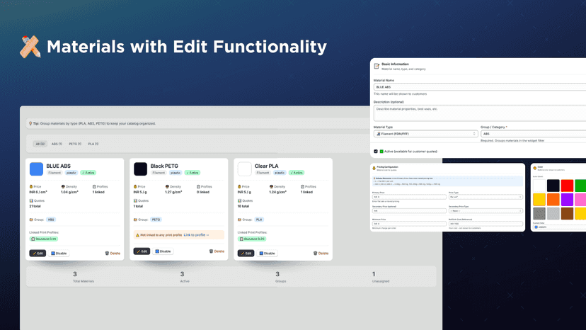 Makequote materials