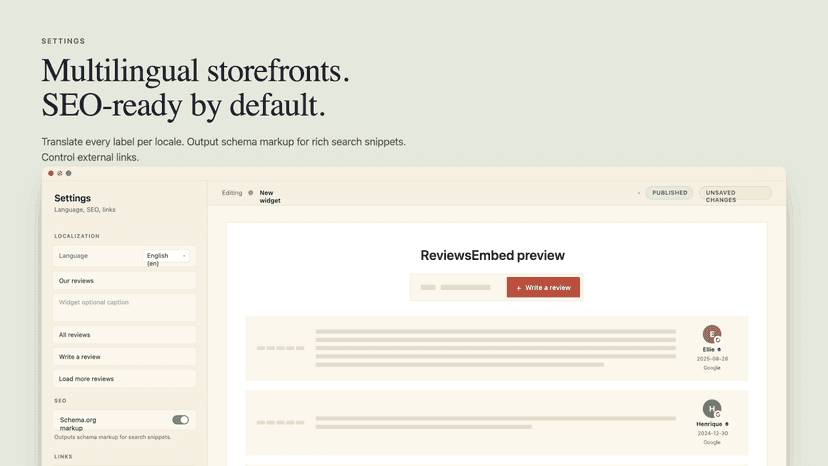 Multilingual and customisable if needed
