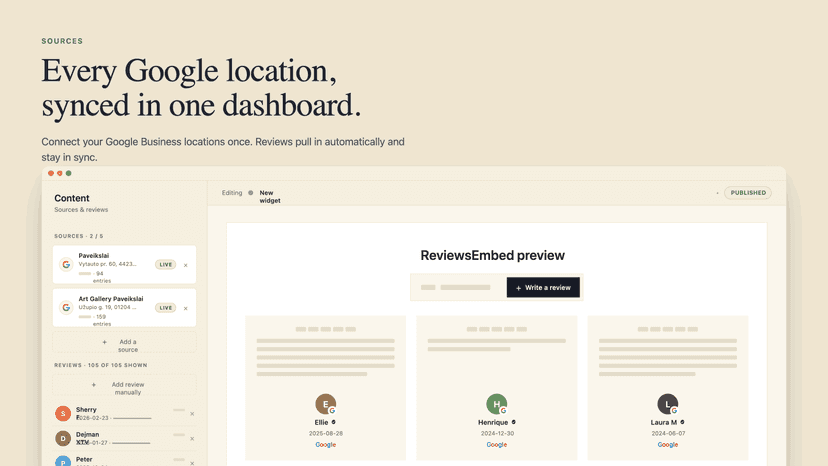 Add and combine up to 5 Google locations.