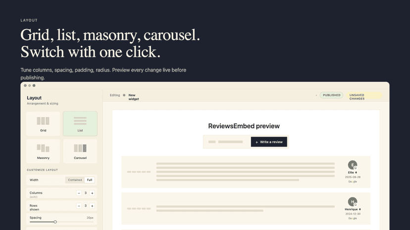 Use 4 different layouts