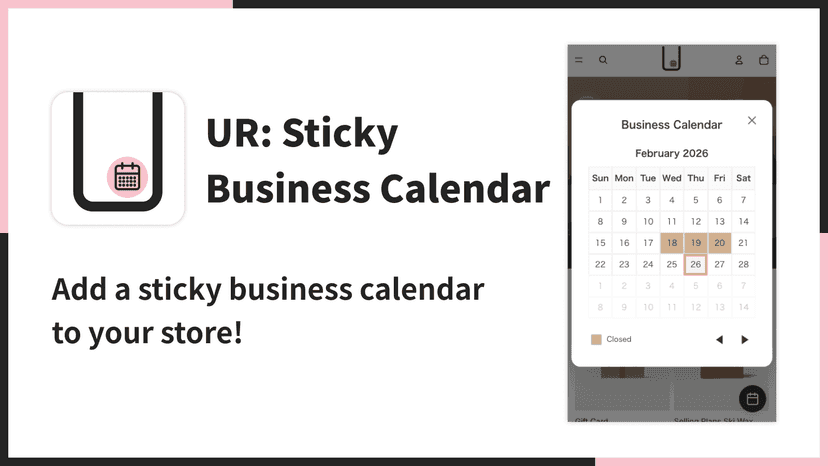 Add a sticky business calendar to your store!