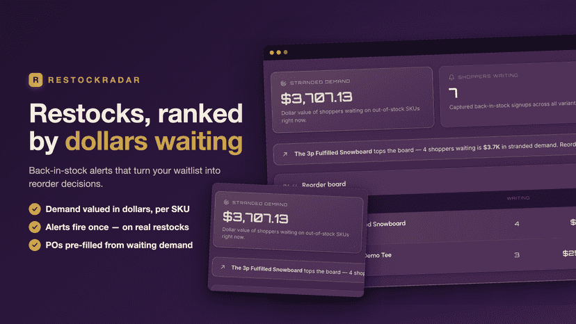 RestockRadar hero: restocks ranked by dollars waiting
