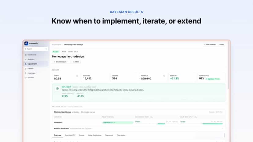 Test results with Bayesian statistics and a clear call
