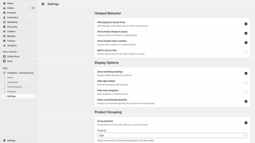 Admin settings