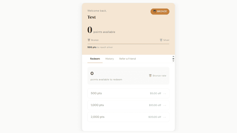 Loyalify app's loyalty widget