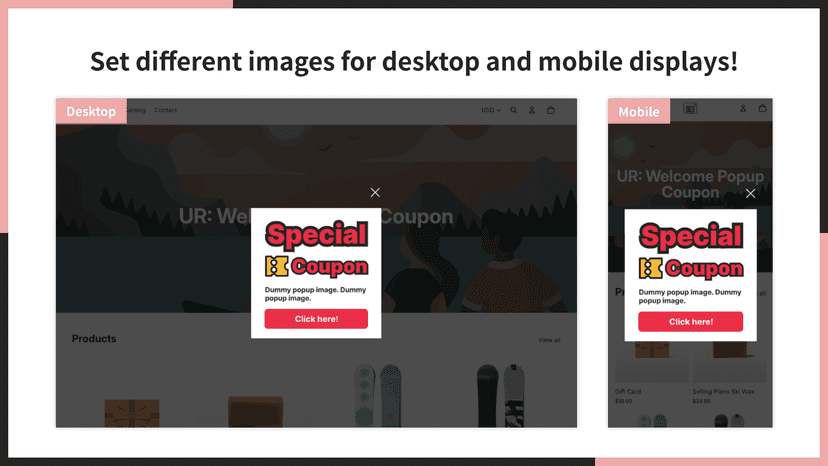 Set different images for desktop and mobile displays!
