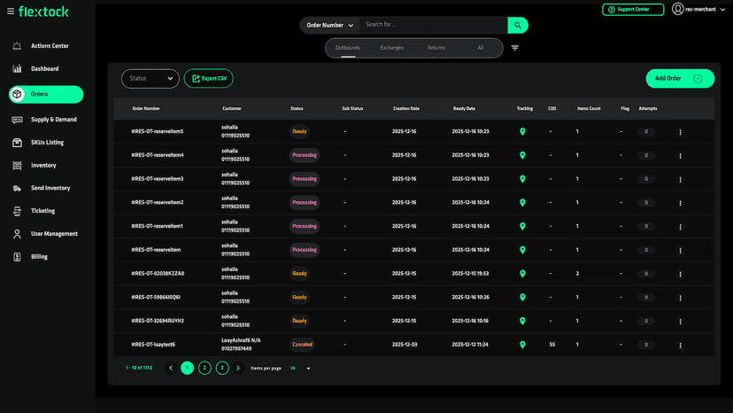 All Orders Screen