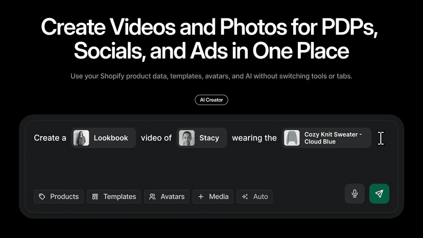 Create photos and videos for PDPs, socials, and ads in one place