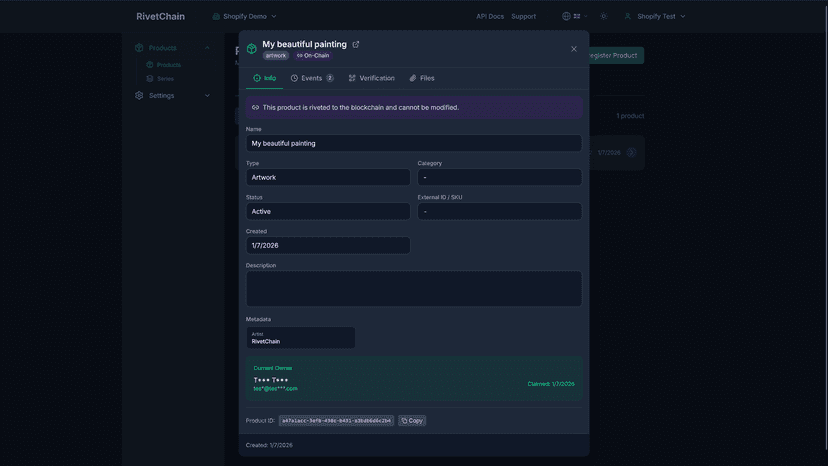 Product Modal Page