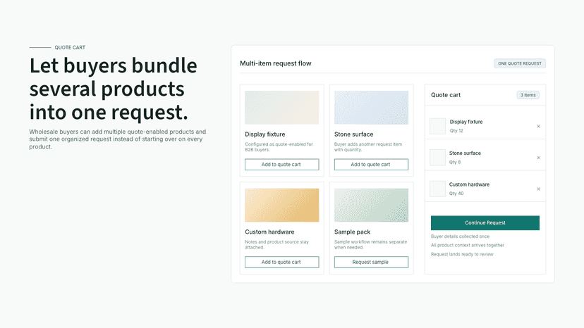 Quote cart bundling several products into one request