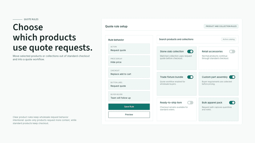 Quote rules selecting products and collections