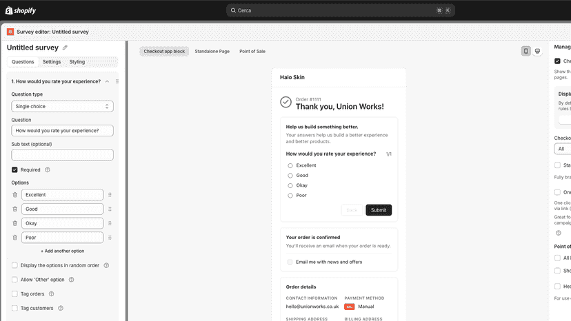 survey editor with Mobile live preview