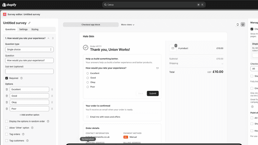 survey editor with live preview