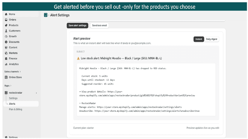 Get alerted before you sell out - for the products you choose