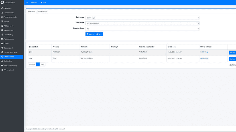 Synchronize Shopify orders