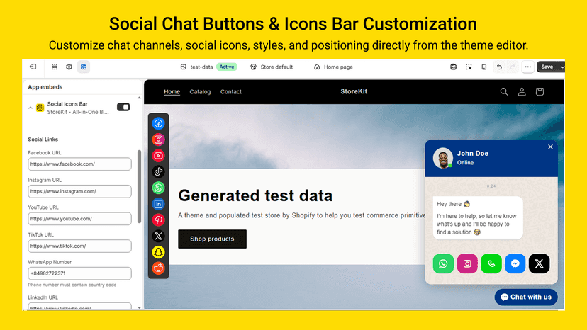 Social Chat Buttons & Icons Bar Customization