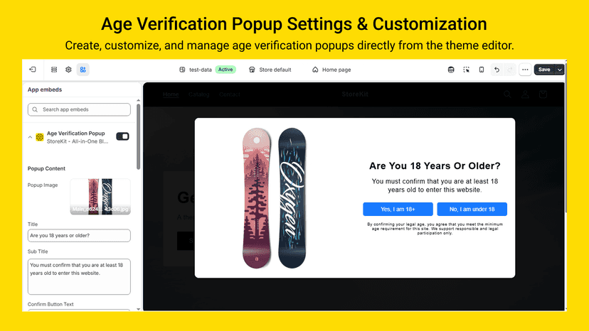 Age Verification Popup Settings & Customization