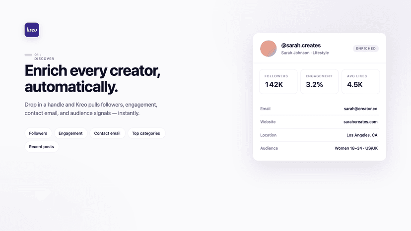 Discovery - Enrich leads automatically when imported.