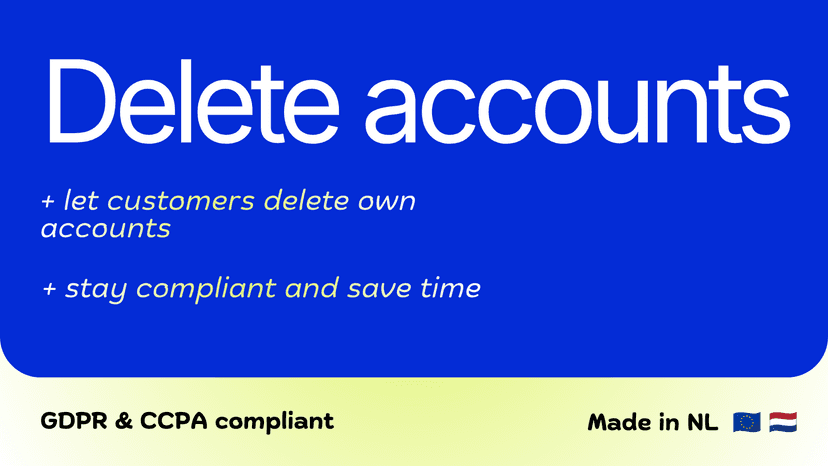 Newcraft Delete Account feature graphic with customer benefits
