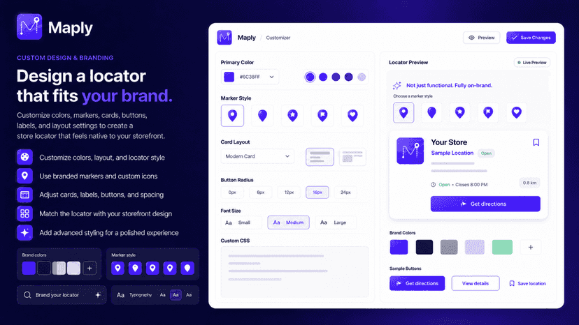 Maply custom store locator design and branding