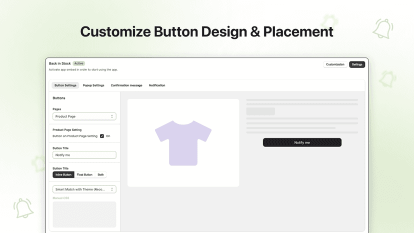 Customize Notify me button, signup form