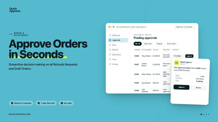 Approve Shopify orders in seconds with Quick Approve