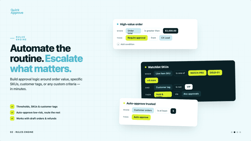 Automate approvals with smart rules for SKUs and thresholds