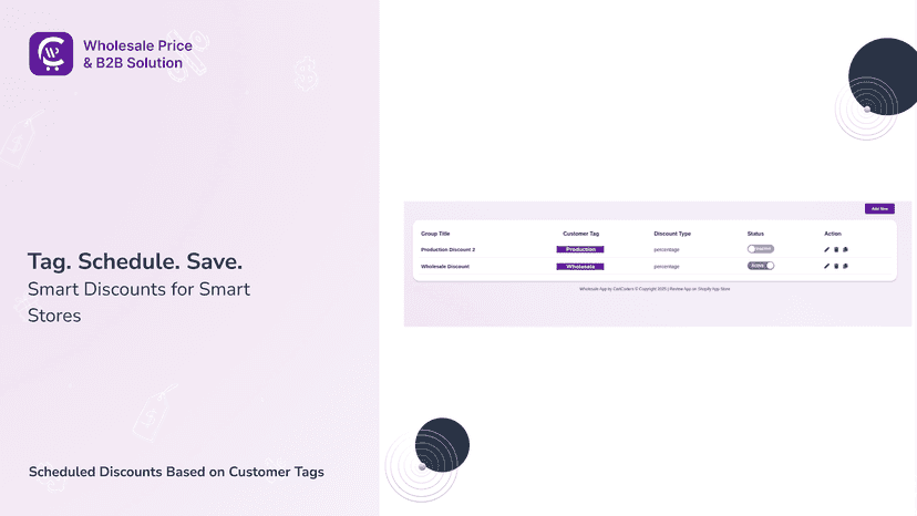 Schedule wholesale discounts by customer tags