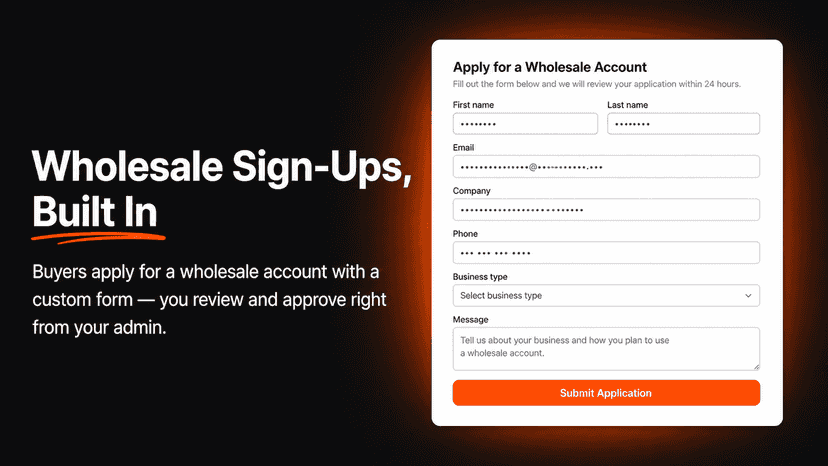 Wholesale account application form
