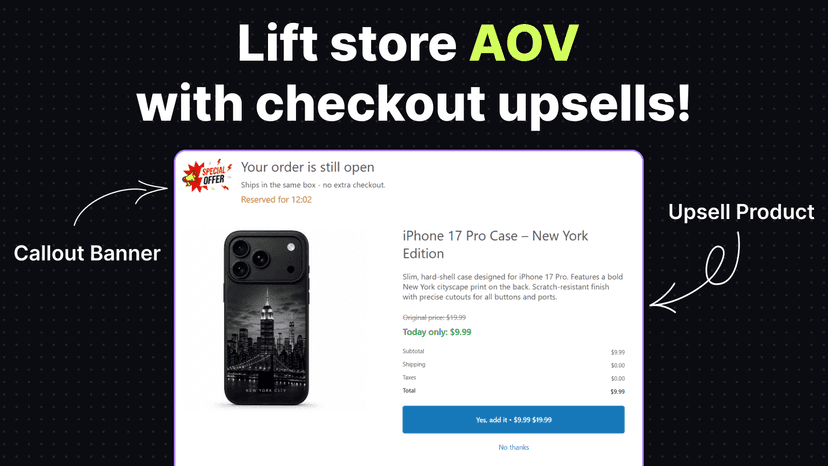 Lift store AOV - with checkout upsells