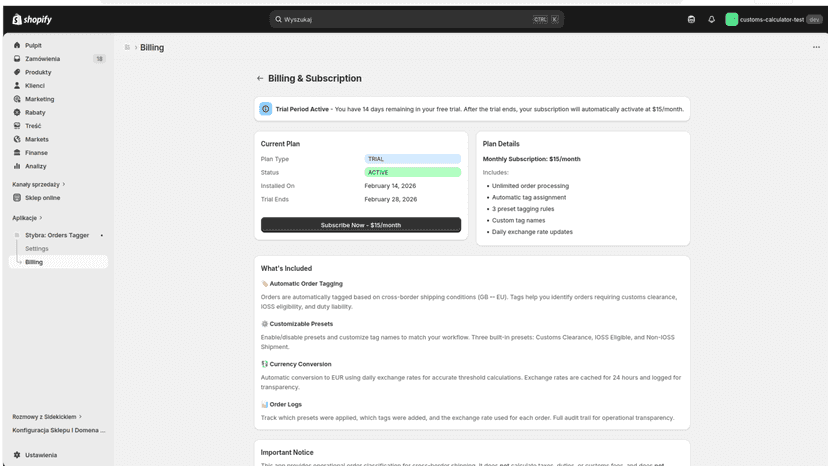 Billing and Subscription