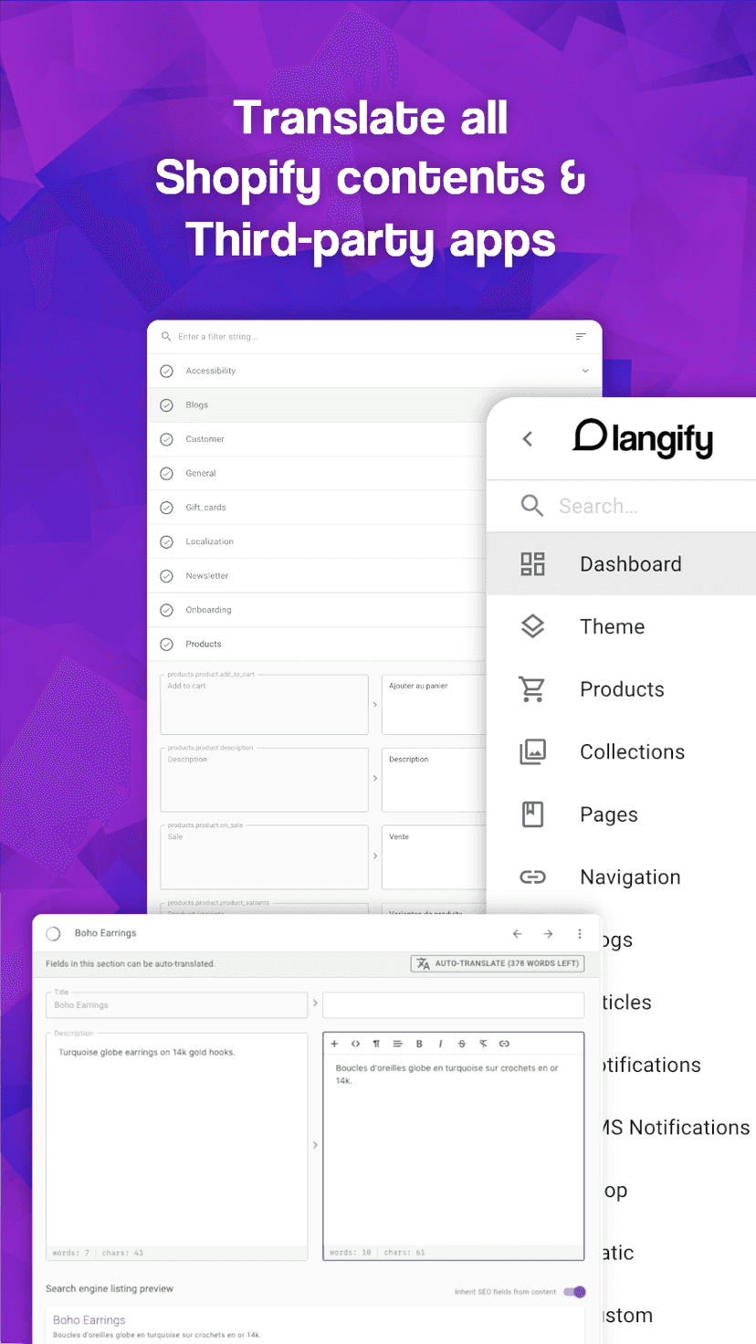 Translate all Shopify contents and third party apps