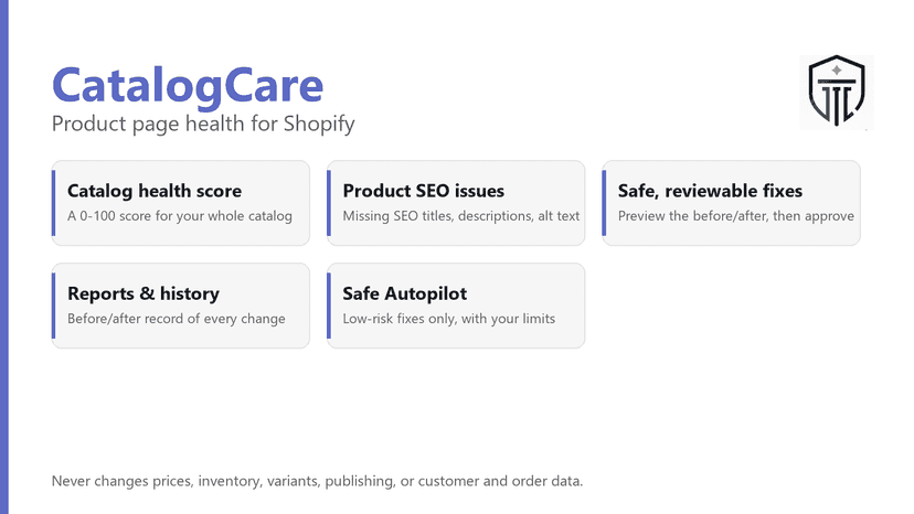 CatalogCare feature overview for product catalog cleanup
