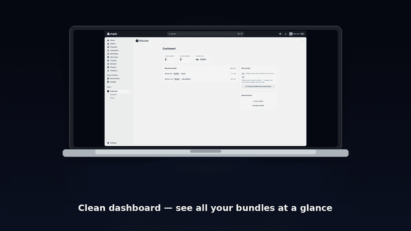 EZBundle admin dashboard showing active bundles