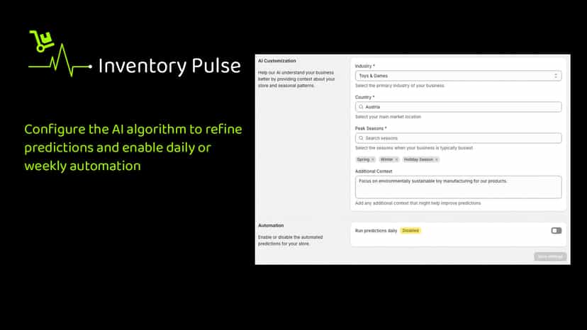 Configure AI algorithm and automation with frequency