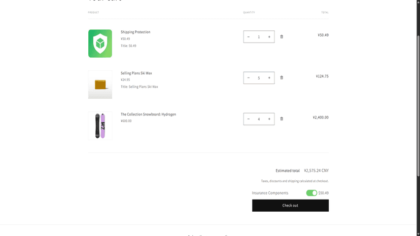 Shopping cart example