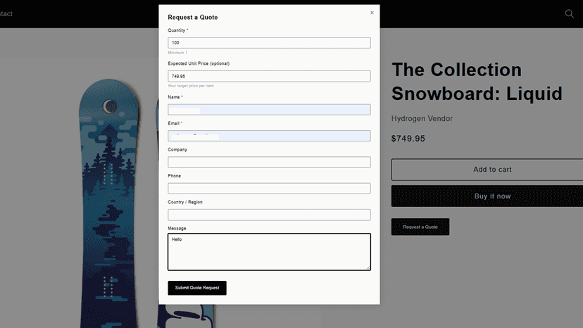 Customer quote request form