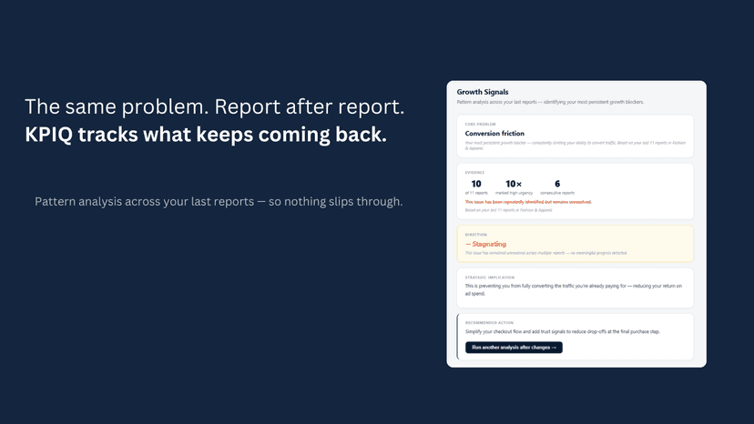 KPIQ growth signals detecting recurring store problems