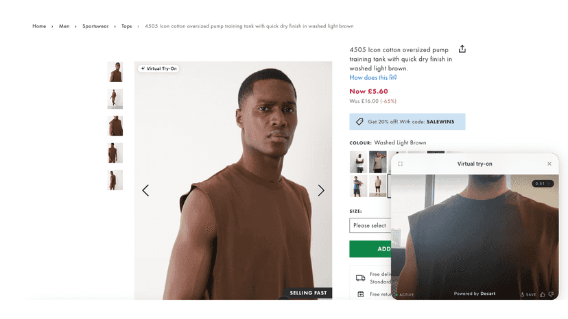 Real-time try-on, straight on the live camera.