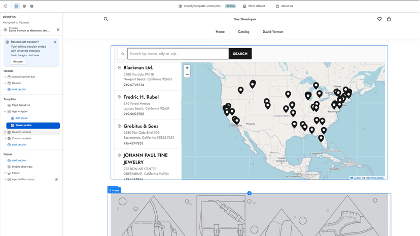 Storefront: Map Split Layout