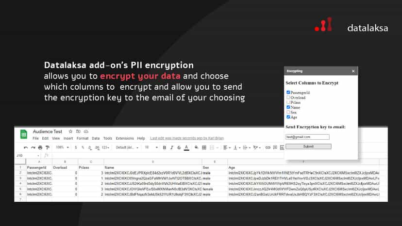 Datalaksa Add-on's PII Encryption Encryption and Decryption