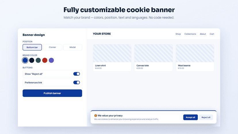 GDRP cookie bar constent