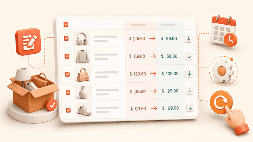 Bulk product price changes with scheduling and restoration