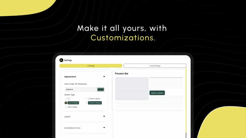 Customize wishlist button